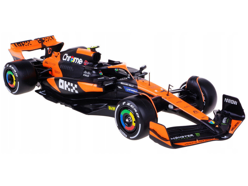 McLaren MCL38 #4 Lando Norris "OKX" Winner Formula One F1 "Miami GP" (2024) with Driver Figure "Race" Series 1/24 Diecast Model Car by Bburago-1