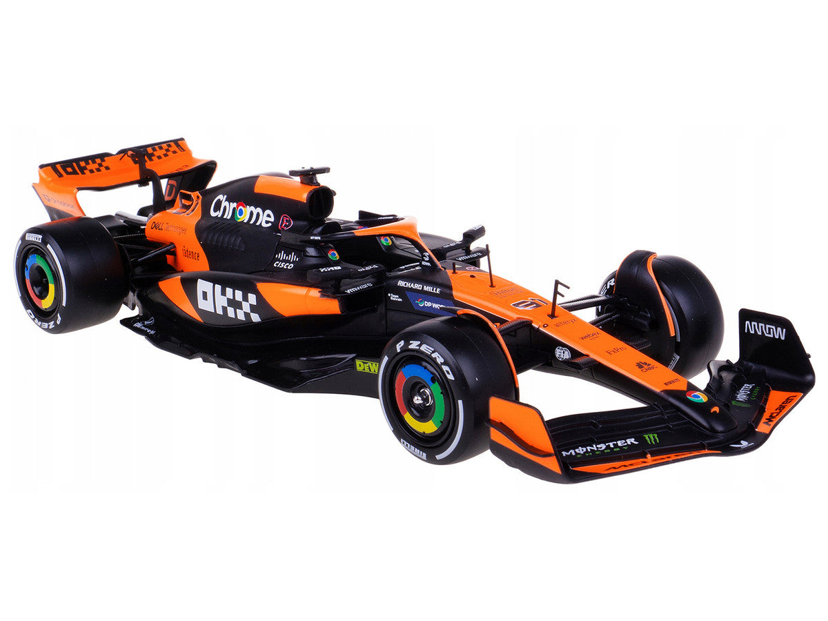 McLaren MCL38 #81 Oscar Piastri "OKX" Formula One F1 "Miami GP" (2024) with Driver Figure "Race" Series 1/24 Diecast Model Car by Bburago-1