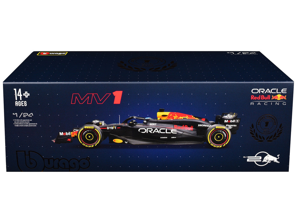Red Bull Racing RB20 #1 Max Verstappen "Oracle" Winner Formula One F1 Championship "Drivers' Champion" (2024) with Display Case 1/24 Diecast Model Car by Bburago-1