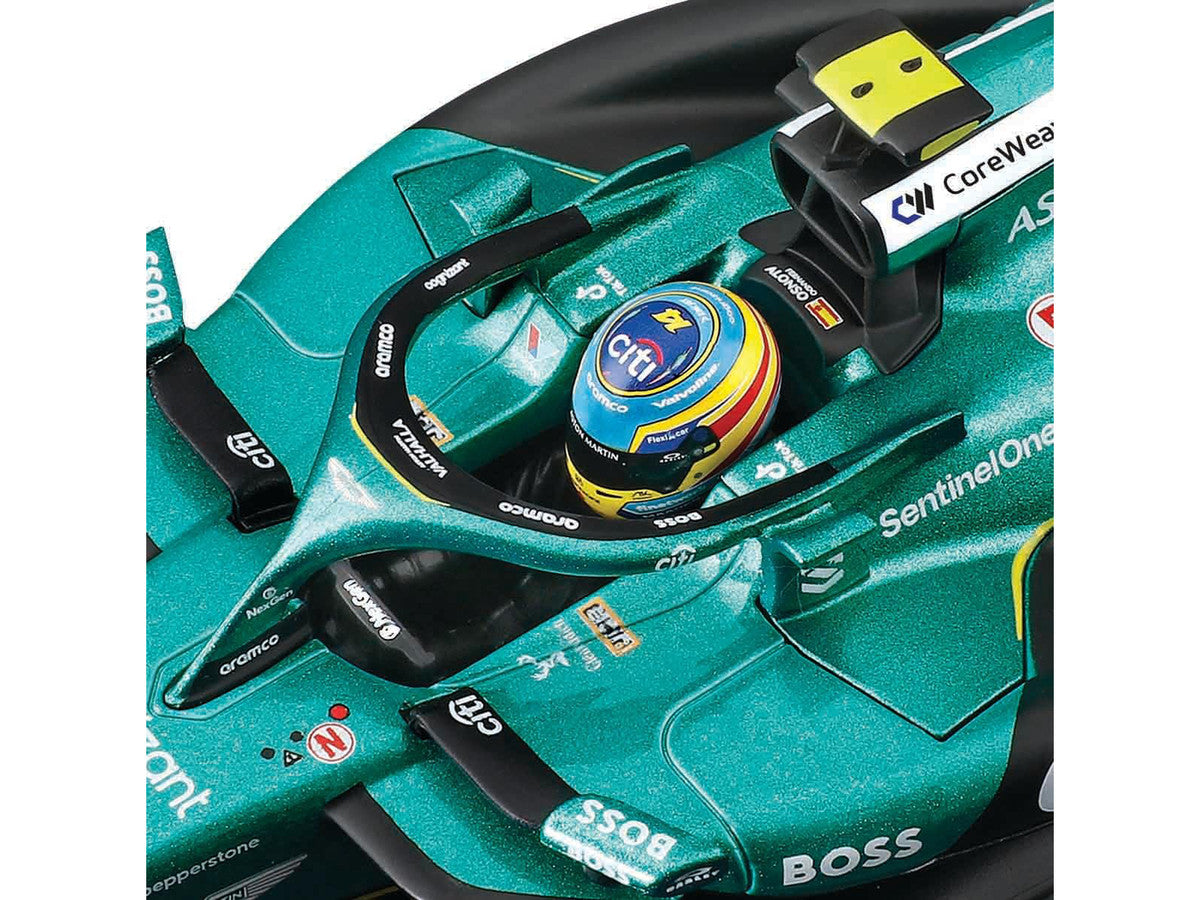 Aston Martin AMR25 #14 Fernando Alonso "Aramco" Formula One F1 "World Championship" (2025) 1/24 Diecast Model Car by Bburago-2
