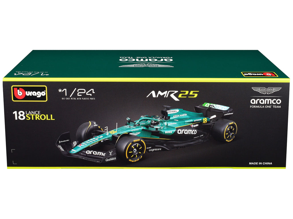 Aston Martin AMR25 #18 Lance Stroll "Aramco" Formula One F1 "World Championship" (2025) 1/24 Diecast Model Car by Bburago-2