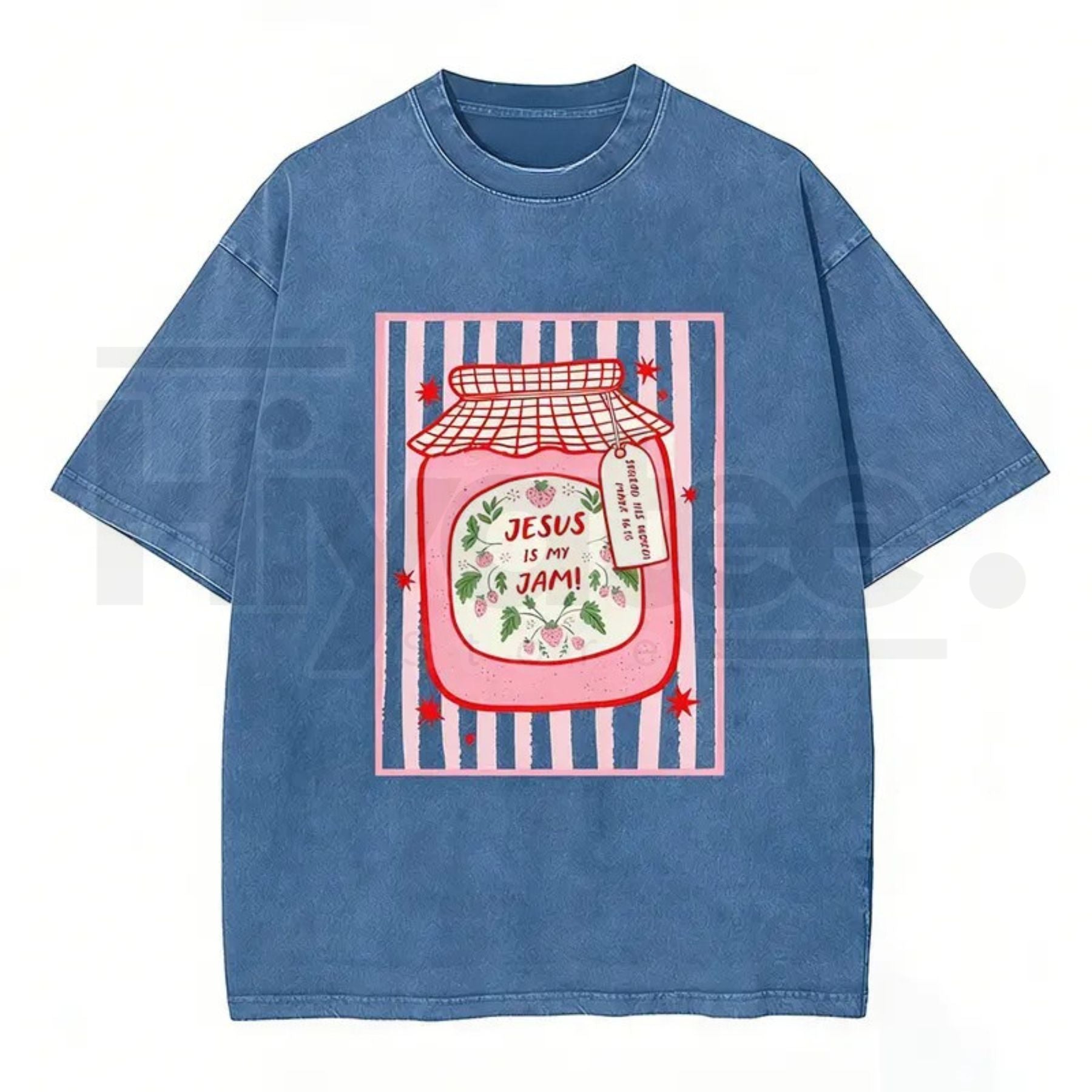 Jesus Is My Jam Vintage Washed T-Shirt – Christian Strawberry Graphic Cotton Tee