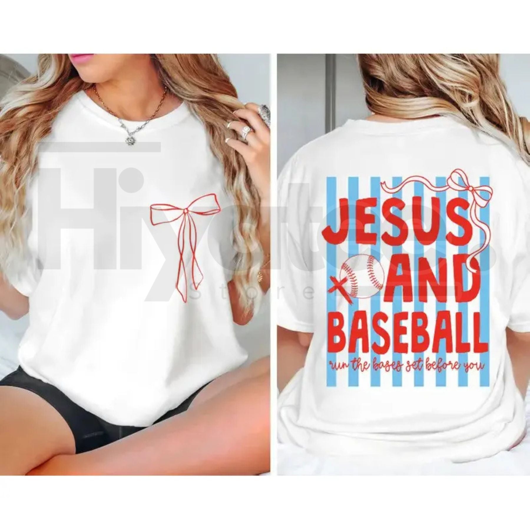 "Jesus & Baseball" 2-Sided – Christian Coquette Game Day Graphic Top