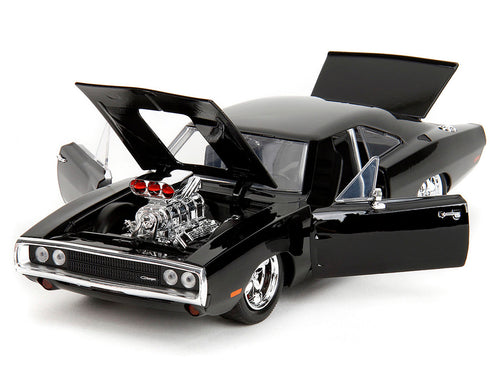 1970 Dodge Charger Black with Race Interior "The Fast and the Furious" (2001) Movie "25 Years of Fast & Furious" Series 1/24 Diecast Model Car by Jada-1