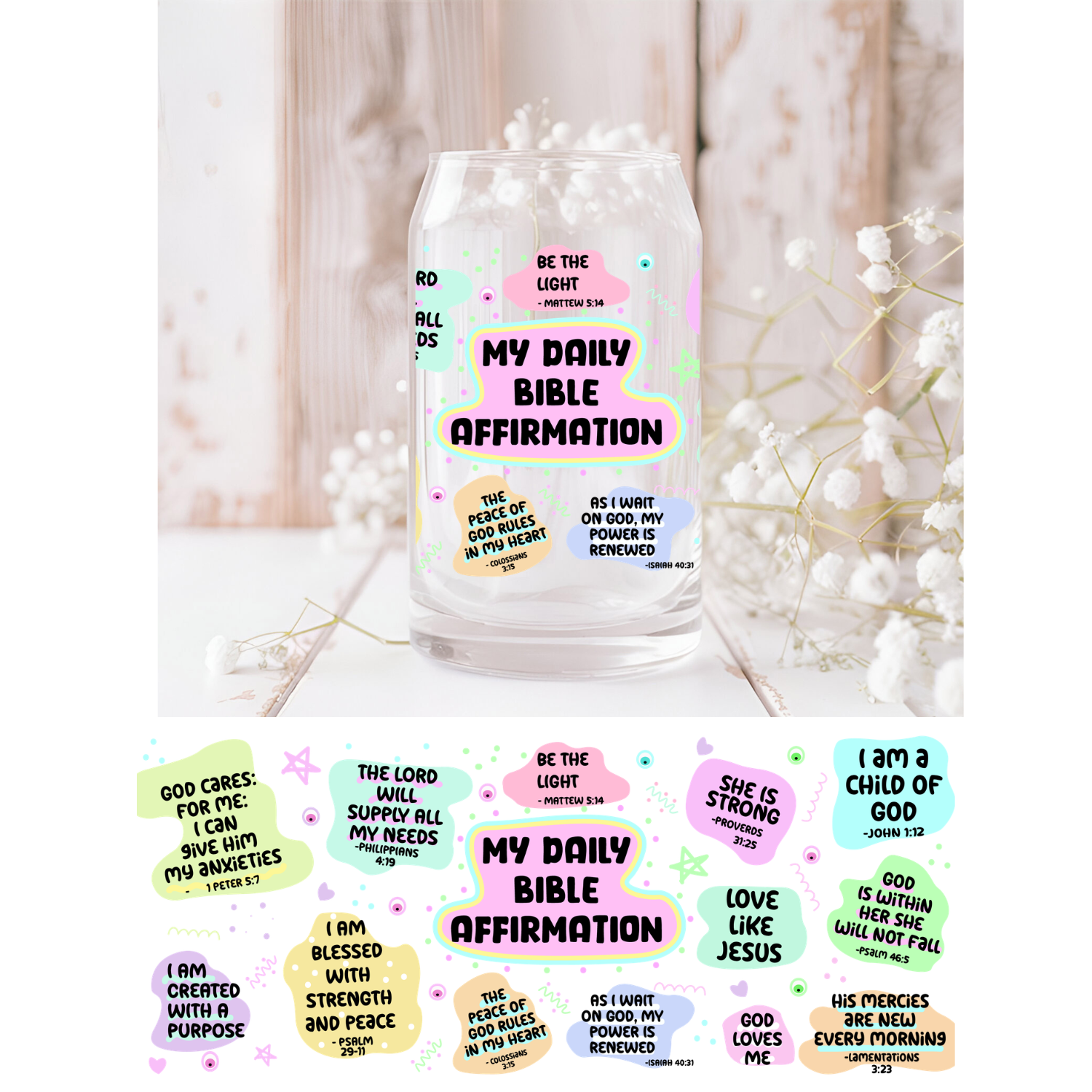 Bible Daily Affirmation UVDTF Cup Wrap