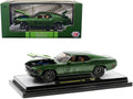 1970 Ford Mustang Mach 1 428 Green Metallic with Light Green Hood Limited Edition to 6550 pieces Worldwide 1/24 Diecast Model Cars by M2 Machines-0