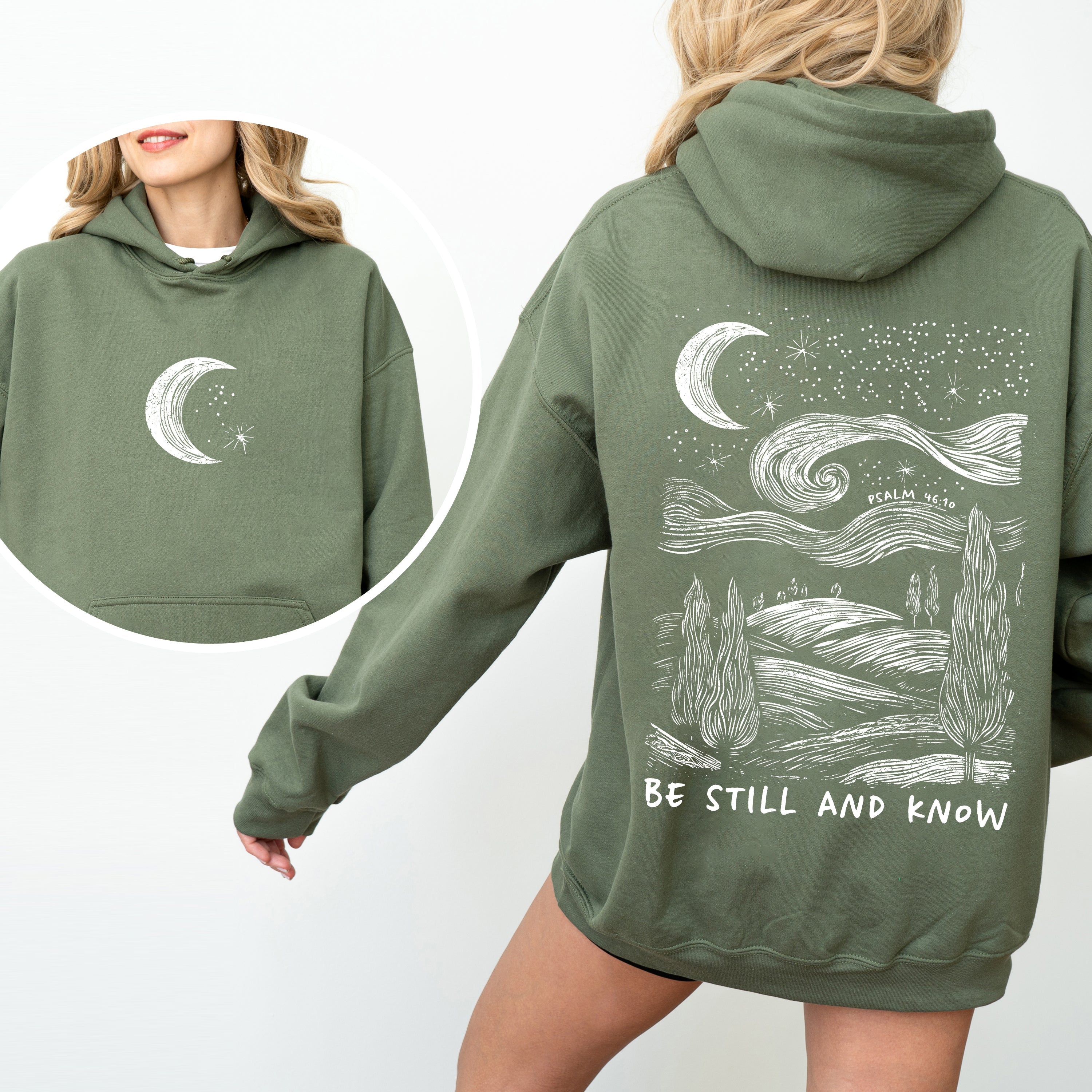 Be Still And Know Bible Verse Faith Christian Religious Inspirational Message Hoodie