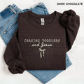 Chasing Jesus and Toddlers Sweatshirt: Coquette Christian Bow Aesthetic Crewneck
