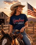 Patriotic Yeehaw and Amen Western Graphic Tee | Christian Cowgirl Shirt