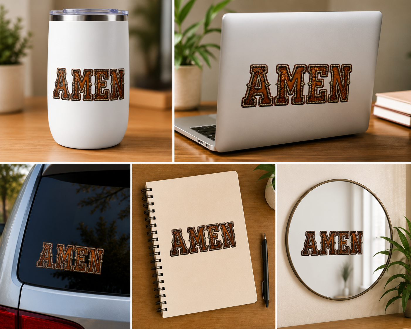 Leathered Amen UV DTF Decal