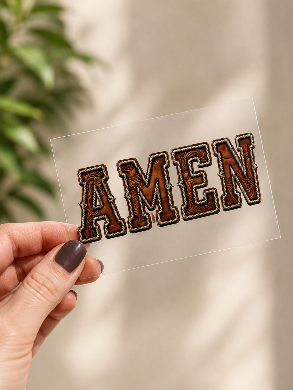 Leathered Amen UV DTF Decal