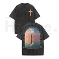 Cross & Isaiah Verse Vintage Washed T-Shirt – 230g Heavyweight Cotton Christian Streetwear Tee