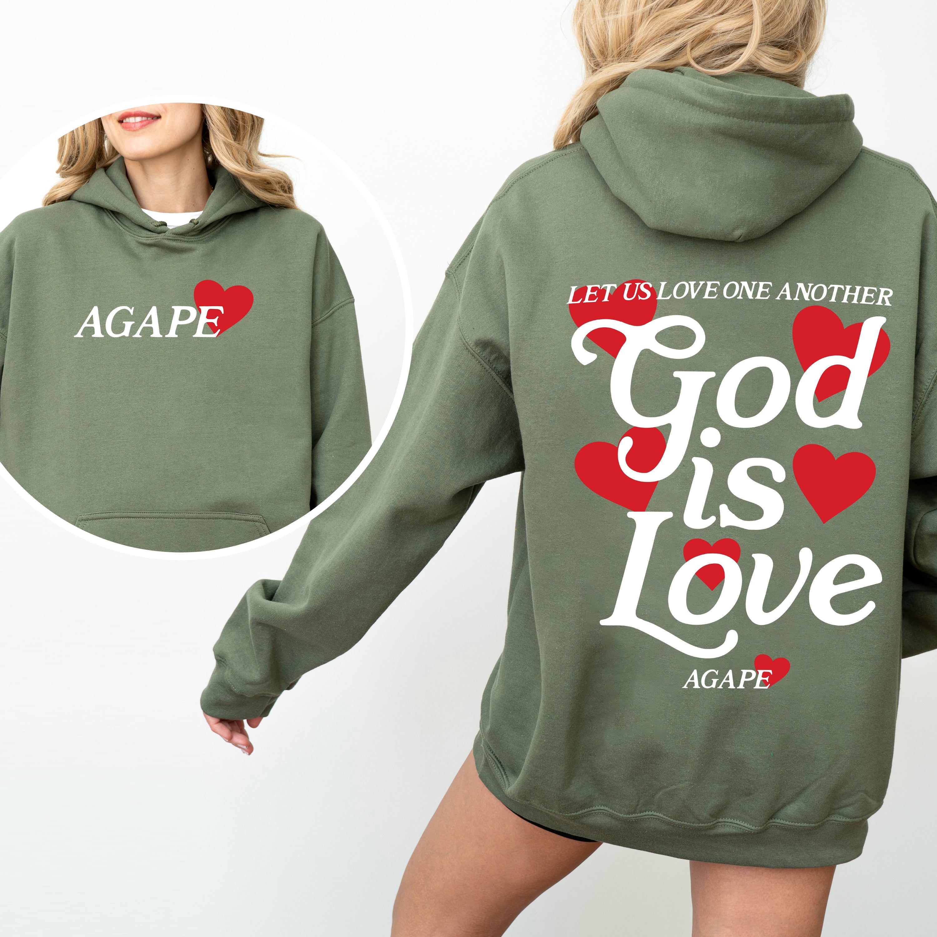 God Is Love Agape Love One Another Bible Faith Christian Religious Hooded Sweatshirt