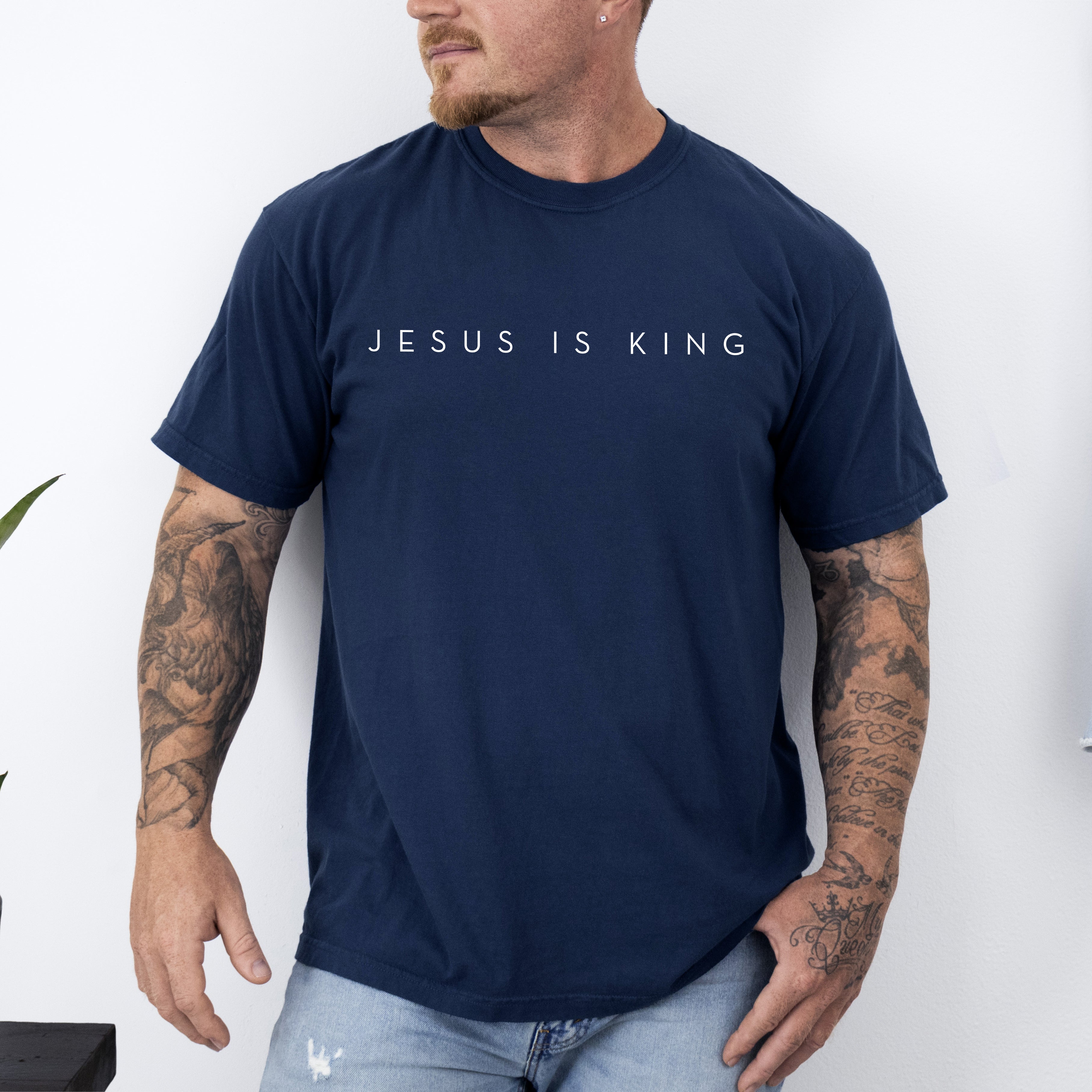 Jesus Is King Minimalist Gospel Christian Faith Religious Vintage Inspired Comfort Colors Tee