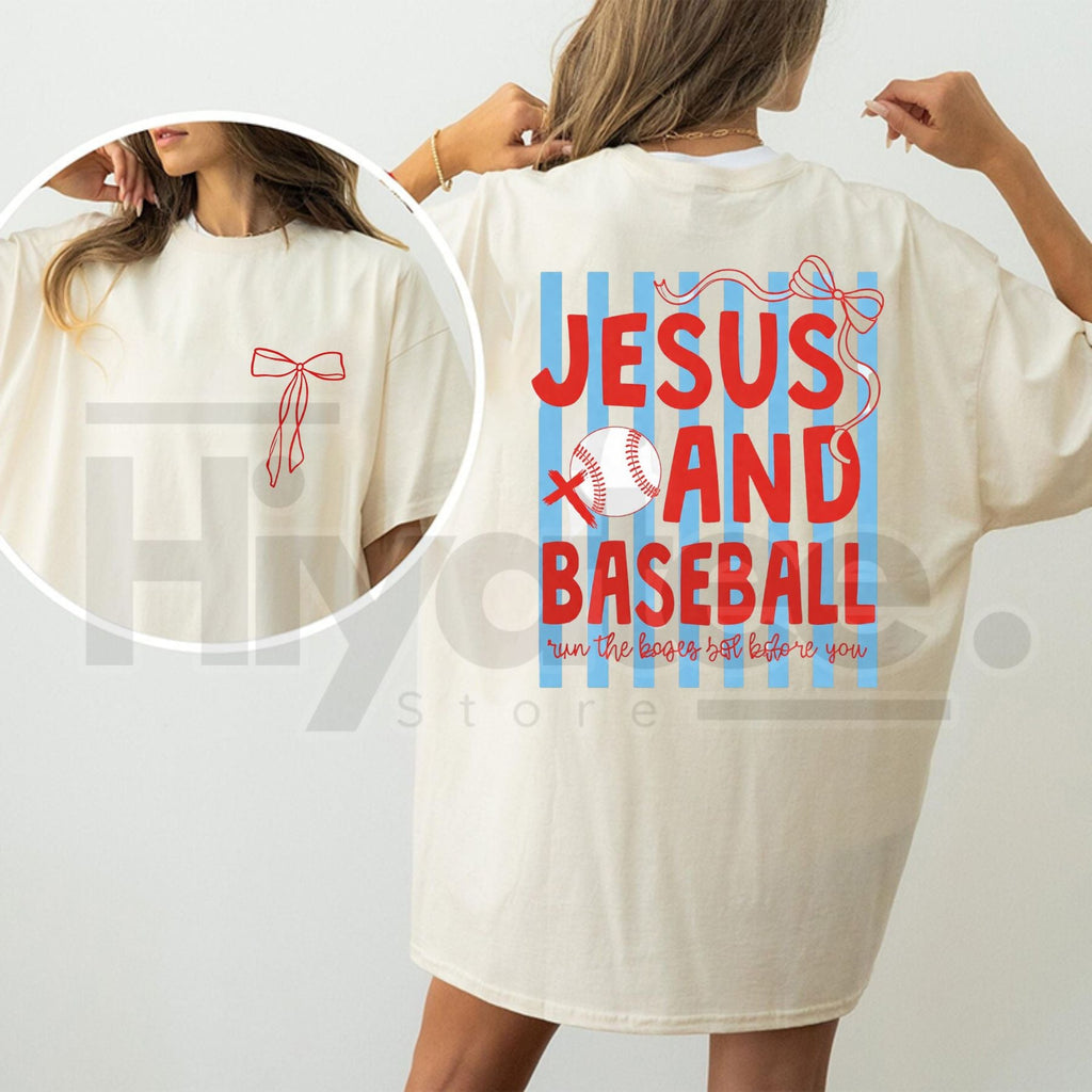 "Jesus & Baseball" 2-Sided – Christian Coquette Game Day Graphic Top