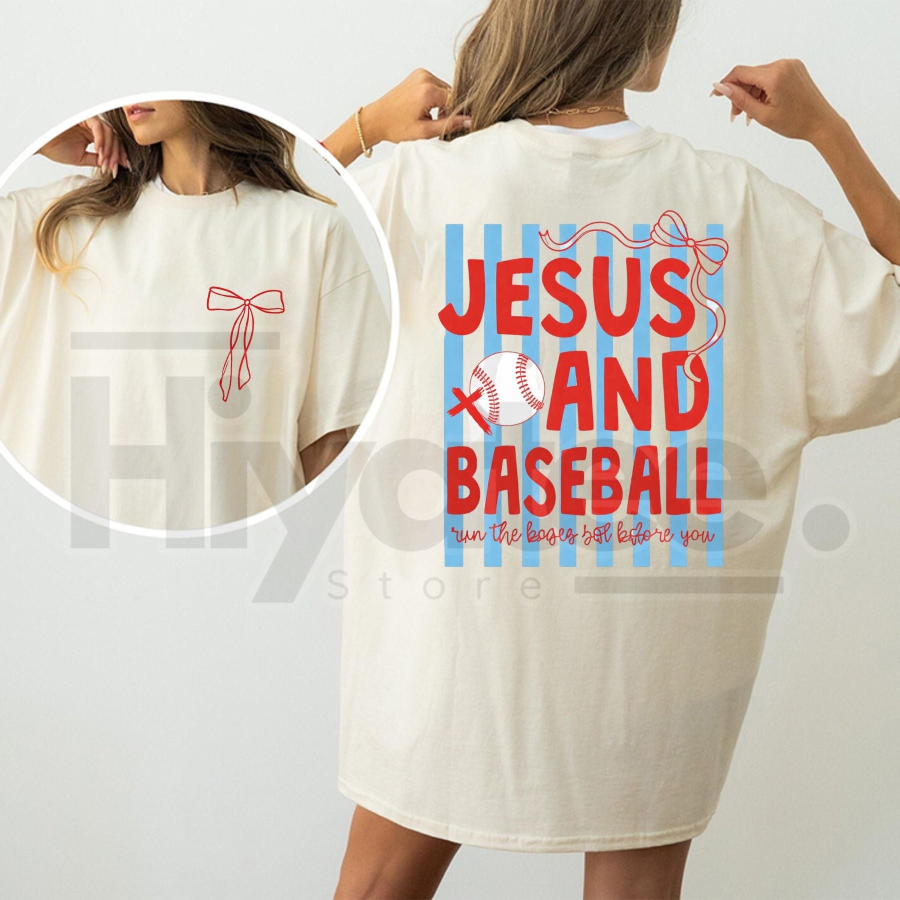 "Jesus & Baseball" 2-Sided – Christian Coquette Game Day Graphic Top