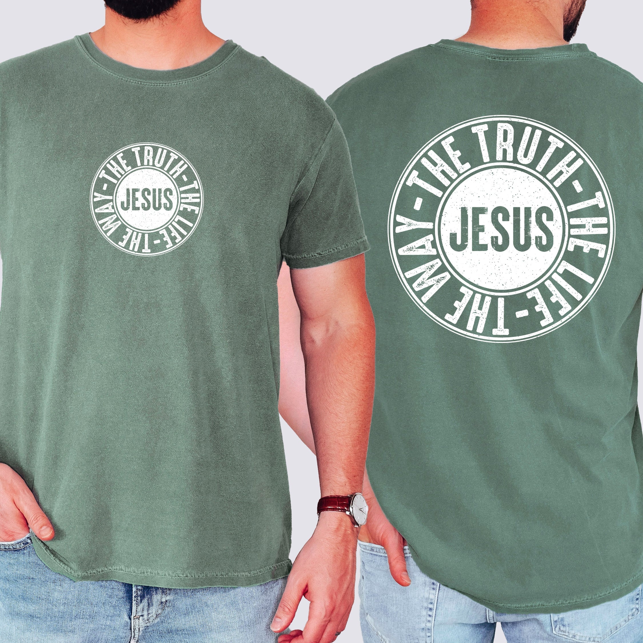 Jesus The Way The Truth The Life Circle Christian Gospel Faith Comfort Colors Tee