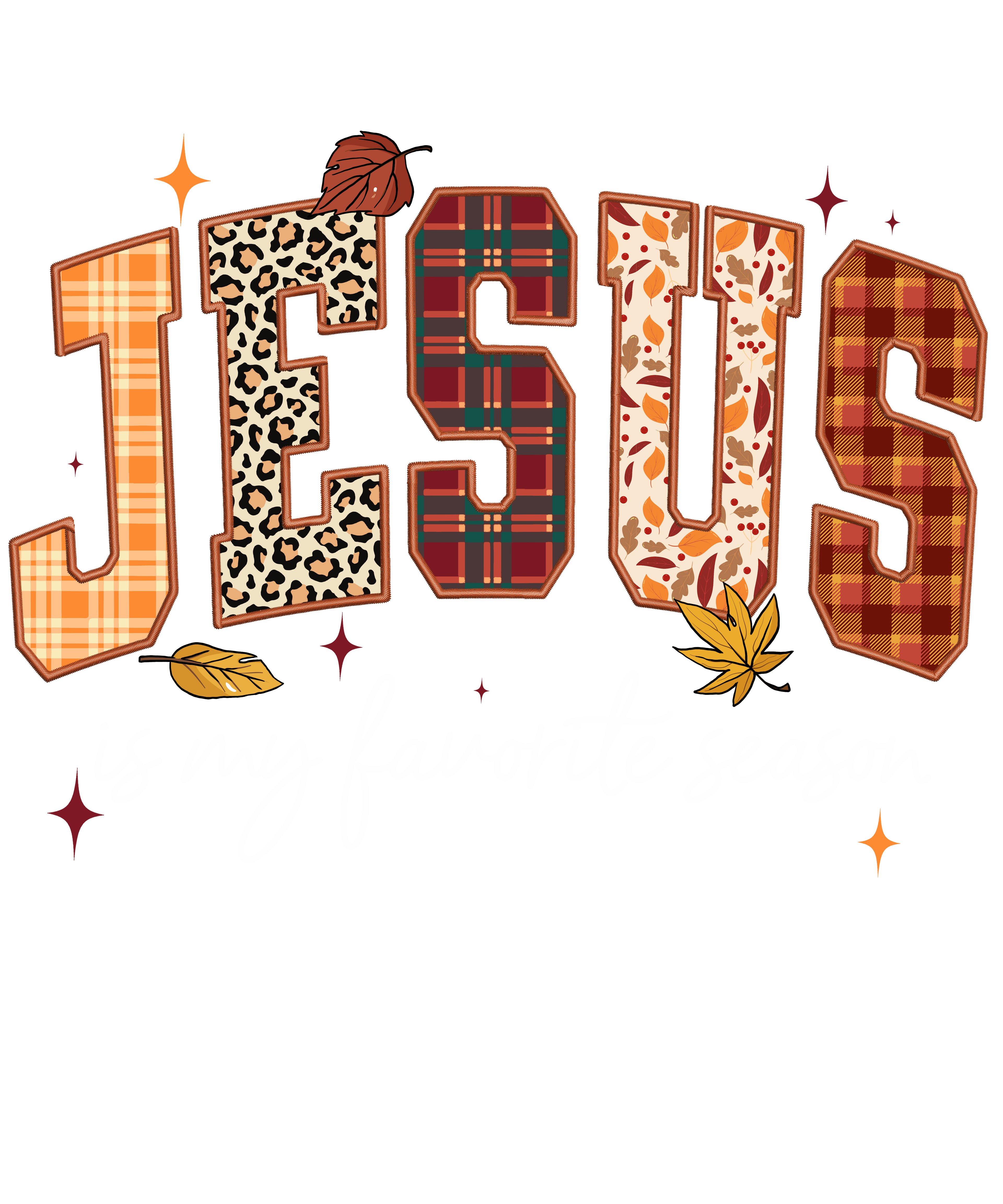 Fall Patterned Jesus DTF Transfer