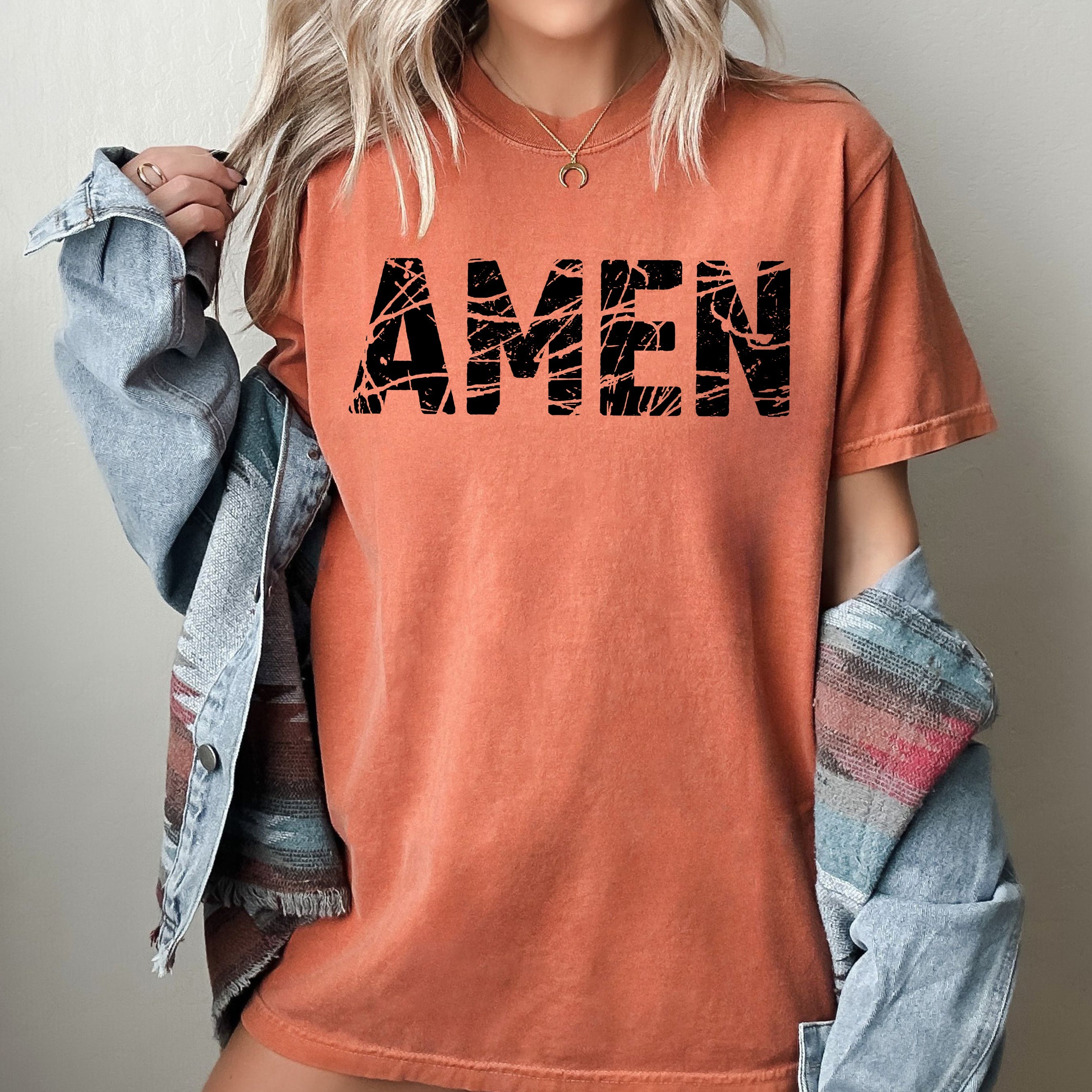 Amen Christian Jesus Vintage Western Witch Halloween Meme Costume Comfort Colors Tee