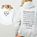 Love Is Patient, Love Is Kind Jesus Christian Gospel Faith Front And Back Graphic Hoodie