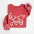 Love Like Jesus Faith Sweatshirt: Girly Coquette Pearl Christian Crewneck