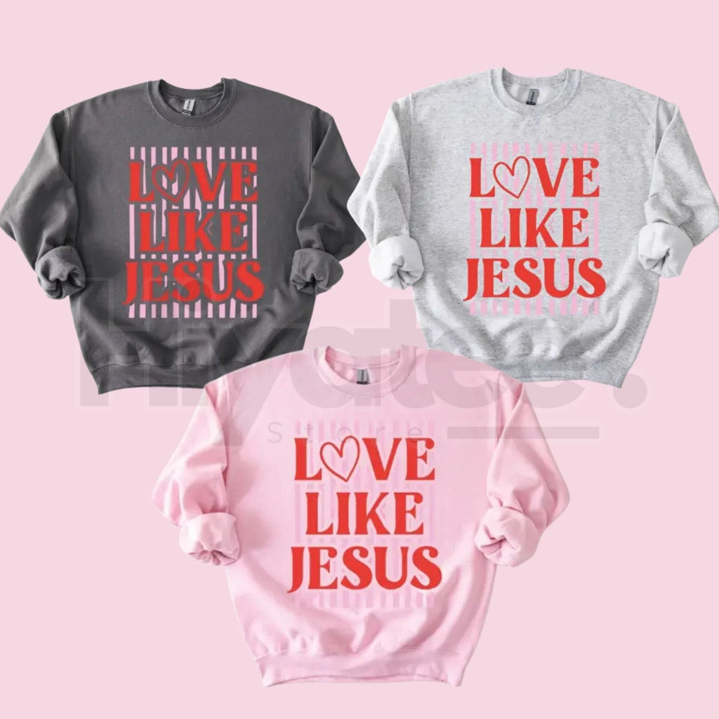 Love Like Jesus Preppy Valentine's Day Sweatshirt: Aesthetic Christian Crewneck