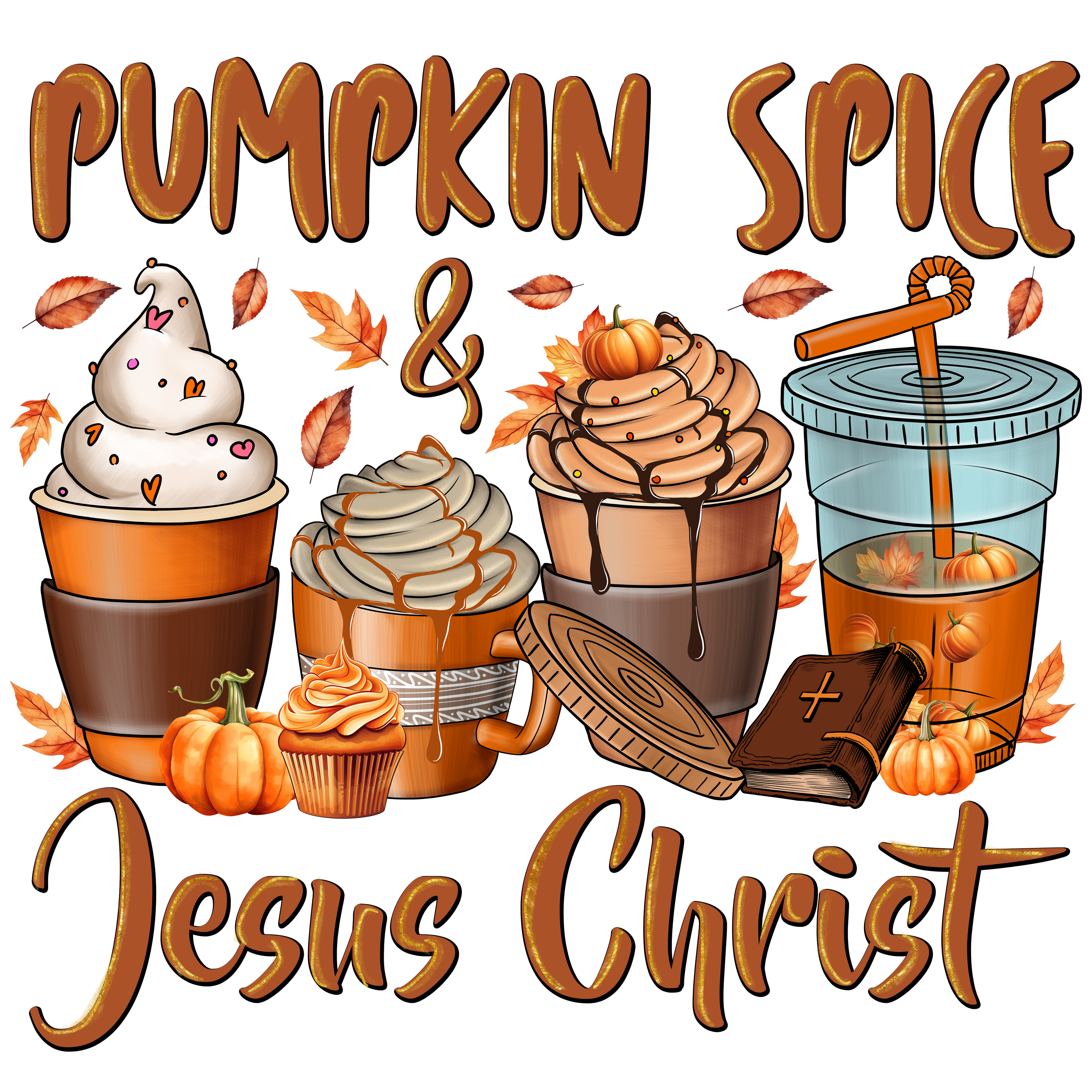 Jesus Christ & Pumpkin Spice DTF Transfer