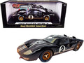 1966 Ford GT-40 MK II #2 Black with Silver Stripes After Race (Dirty Version) 1/18 Diecast Model Car by Shelby Collectibles-0