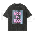 Unisex “God Is Good” Washed Cotton T-Shirt – Faith Graphic Tee, Plus Size Christian Shirt